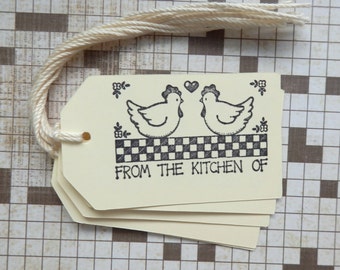 From the Kitchen of -  Country Kitchen - Chickens & Checkers - Gift/Hang Tags (6)