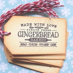 Gingerbread Bakery - Christmas Gift Tags: Stamped Ivory Card Stock (Set of 8)