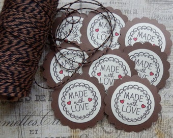 Made with Love - From the kitchen of - Homemade - Food/Goodie Tags - Lovin from the oven - round scalloped - gift/hang tags (10)