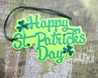 Happy St. Patrick's Day - Green - Shamrocks - Glitter - Gift/Hang tags-  (set of 4)