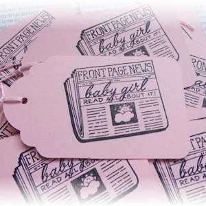 It's a GIRL - Newspaper Headlines - Baby Girl Tags - Shower Gift Tags (8)