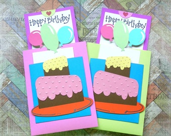 Birthday Card - Happy Birthday- Balloons - Double Pop Up - Birthday card/gift holder (1)