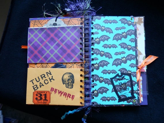 Halloween Junk Journal: OOAK Smash Book, Embellished Scrapbook