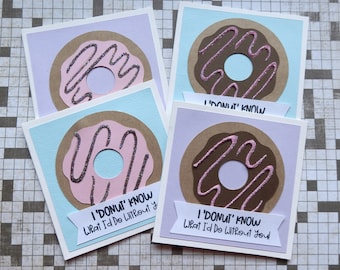 3x3  Note cards- DONUTS  -  Mini Note Cards with Envelopes (4)