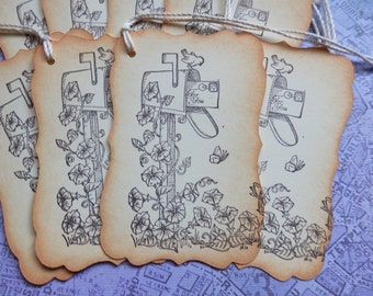 Friendship Tags - Mailbox - flowers - Thank You - Gift/Hang tags (8)