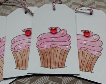 Cupcake tags - Yummy - Hand made - Cherry on Top - gift/hang tags  (4)