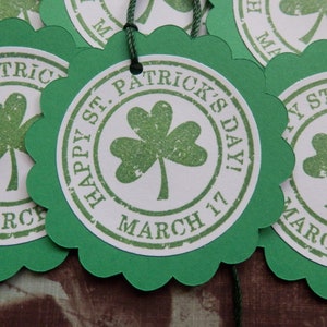 Happy St Patricks Day March 17th round scalloped tags 6 image 1