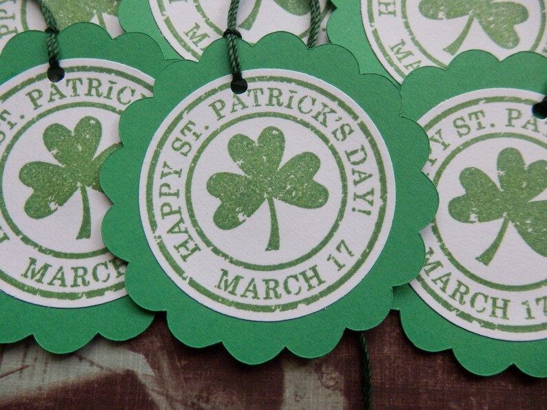 Happy St Patricks Day March 17th round scalloped tags 6 image 1