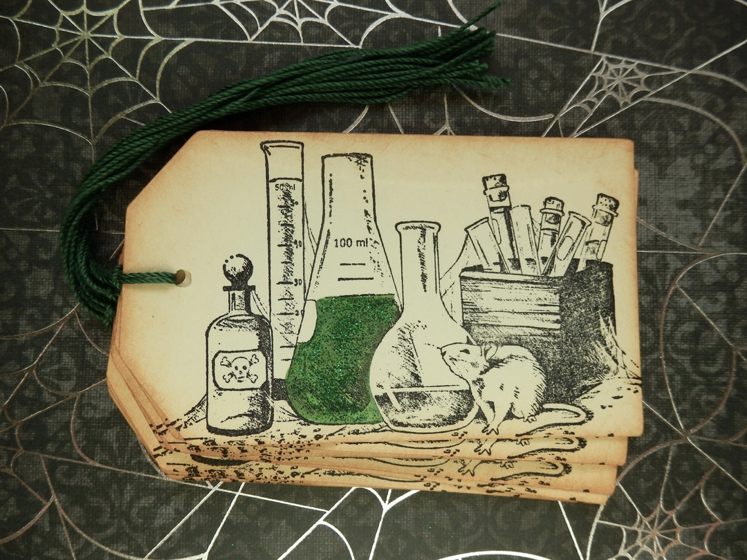 Science Lab Potions Poison Rat Handmade Halloween Tags Etsy