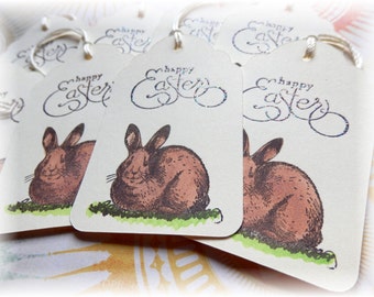 Brown Bunny Tags - Easter Bunny - Basket - Gift/ Hang  Tags (8)