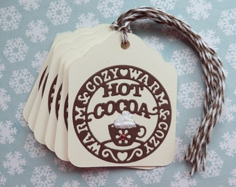 Cocoa Tags - Warm and Cozy - Handmade Tags - Hot Cocoa - Gift/Hang Tags (6)