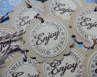 Sweet Wishes- ENJOY - round scalloped tags (8)