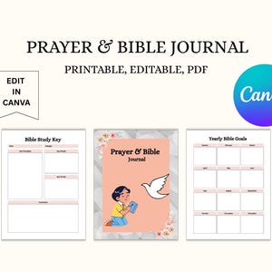 Prayer Journal and Bible Planner – Spiritual Reflection, Daily Devotions, Faith Tracker, Printable Christian Journal