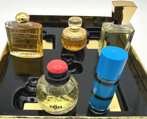 Vintage Yves Saint Laurent Miniature Perfume Set: Opium, Y, Paris
