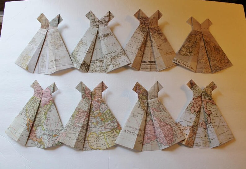 Paper origami dresses 5 inches tall choice of set of five image 10