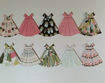 Paper origami dresses 5 inches tall - choice of set of five