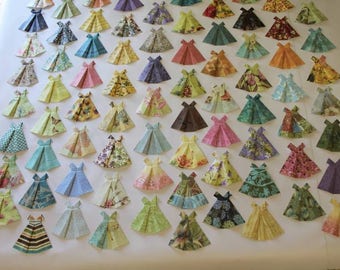 Paper origami dresses 5 inches tall - choose color scheme and quantity