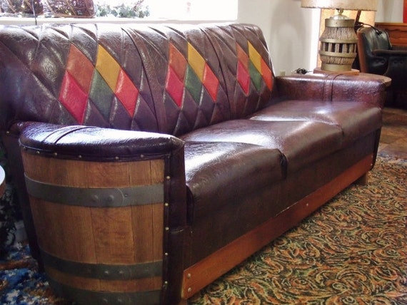 Five Piece Wooden Barrel Western Living Room Furniture Local Etsy