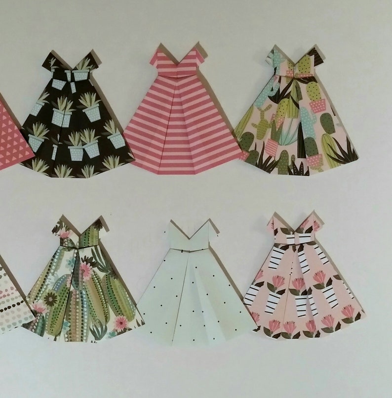 Paper origami dresses 5 inches tall choice of set of five image 3