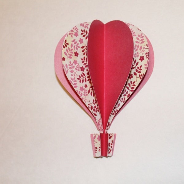 3d Hot Air Balloon - 5"   pink, cranberry floral