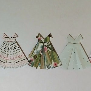 Paper origami dresses 5 inches tall choice of set of five Set 2