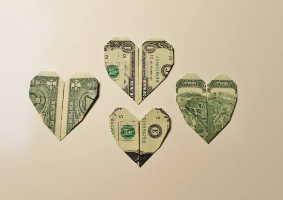 Money Origami Heart Choose Your Denomination