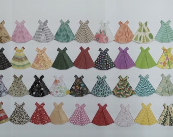 Paper origami dresses 2 1/2 inches tall - choose color scheme and quantity