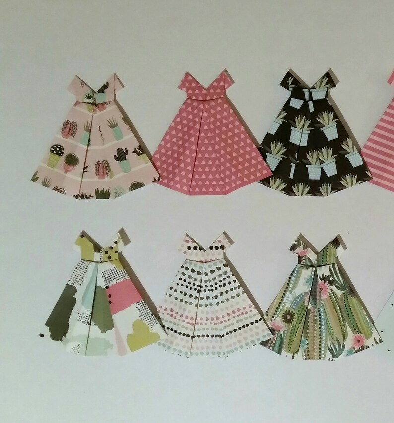 Paper origami dresses 5 inches tall choice of set of five image 2