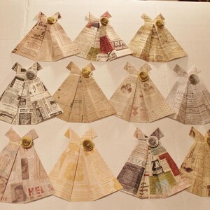 Paper origami dresses 5 inches tall choice of set of five image 9