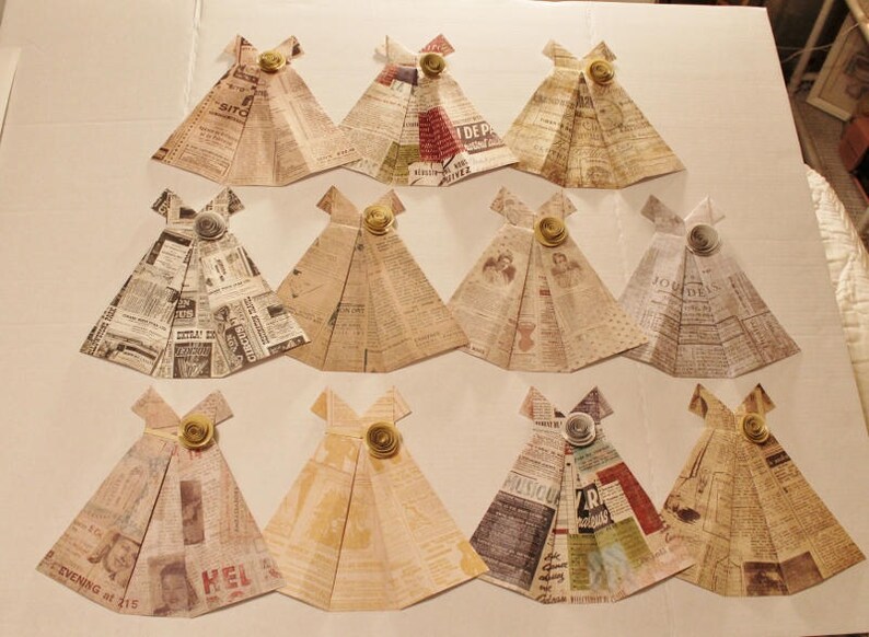 Paper origami dresses 5 inches tall choice of set of five image 9