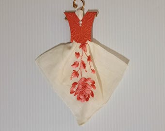 Vintage Hanky Dress with a red embossed bodice
