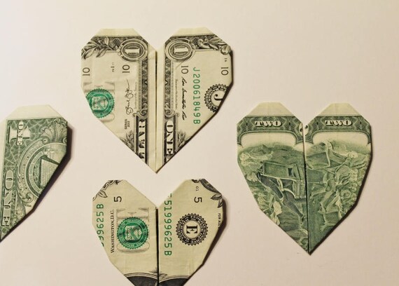 Money Origami Heart Choose Your Denomination
