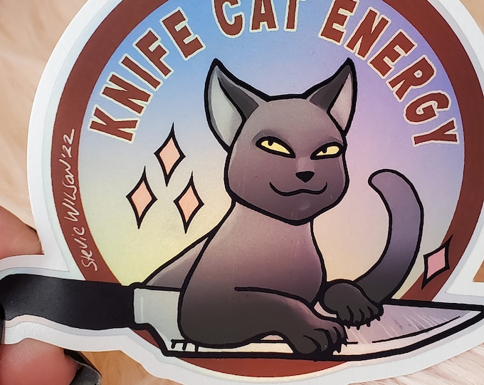 Sticker: knife cat energy