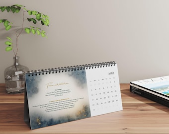 Christlicher Tischkalender 2026 | Bibelverse & Impulse | Minimalistischer Schreibtischkalender | Glaubensgeschenk | Segen für 12 Monate