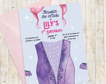 Aerialist Trapeze Circus Girl Birthday Invitation | Gymnast Circus Costume Party | DIY Printable Digital DIY