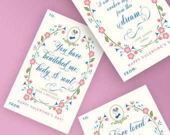 Jane Austen Romantic Valentine Cards (Set of 9) | Classic Valentines | Classroom Valentine Cards | Printable Digital Instant Download