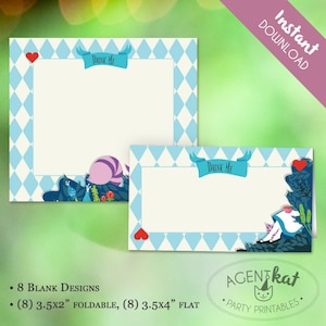 Alice in Wonderland Food Labels Folded Tent Cards, Drink Dispenser Labels, Onederland Party Printable, One-derland Instant Download, DIY