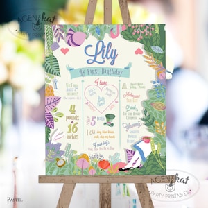 Alice in Onederland First Birthday Poster, Alice in Wonderland Milestone Board, Onederland Chalkboard Sign, Onederland 1st Birthday Board