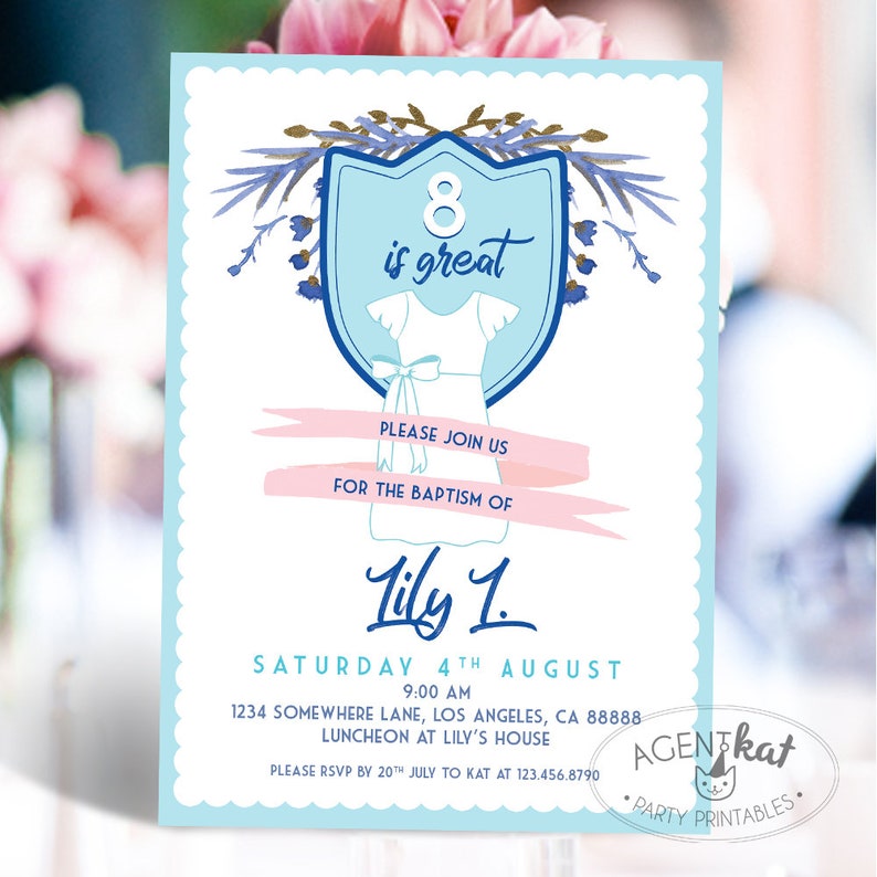 8 is Great With Photo Baptism 8th Birthday Invitation LDS | Etsy