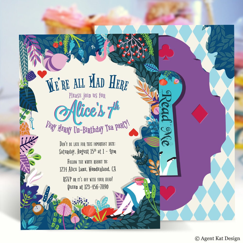 Alice in Wonderland Invitation with Photo - Edit Online Now