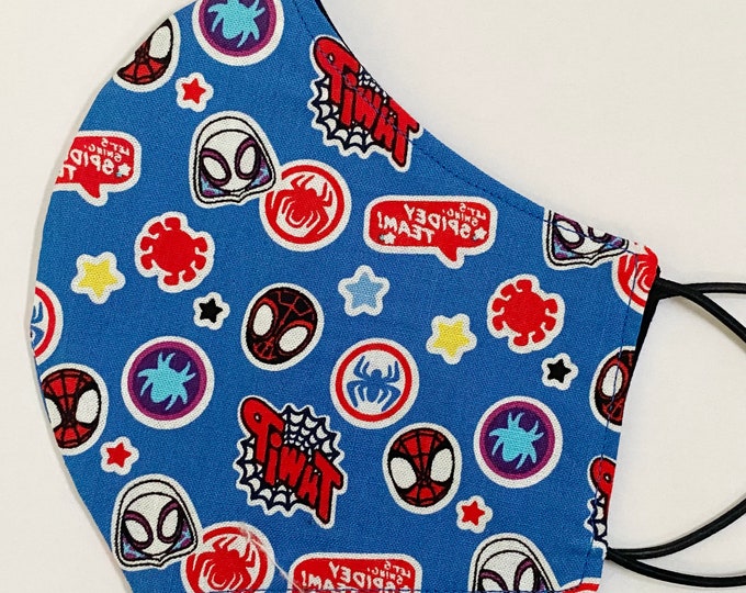 TEEN Mask - Spiderman - Gwen - Peter Parker - Avengers - Marvel - Blue - Solid Navy - Into the Universe - Comfortable - Easy to Breathe