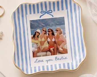 Personalized Birthday Photo Jewelry Dish, Trinket Tray Gift For Bridesmaid, Birthday Gift for Friends, Ring Dish for Friendship,Gift for Her