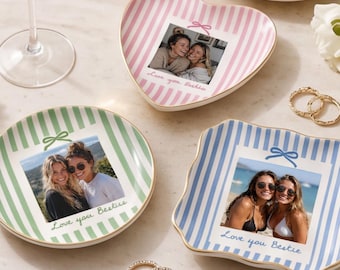 Bandeja para joyas personalizada con foto de cumpleaños, bandeja de cerámica personalizada para pequeños objetos, regalos para amigas, regalo de amistad para ella.
