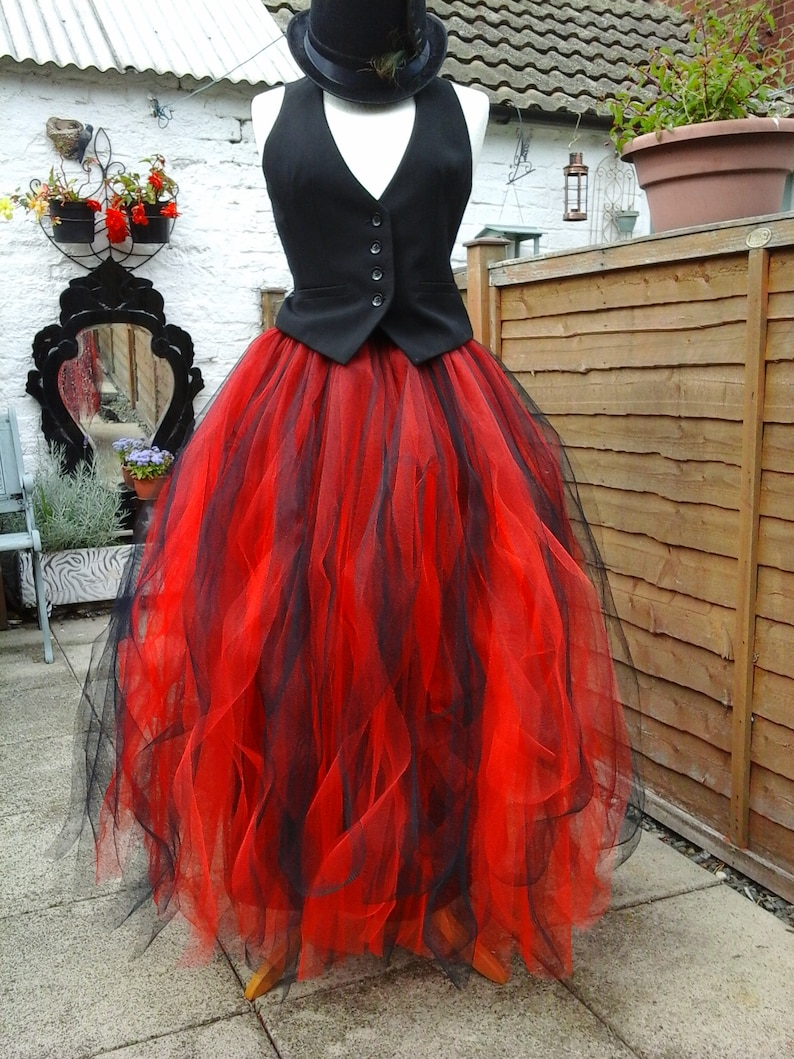 tutu skirt long tulle white wedding steampunk gypsy prom bridesmaid goth LINED!!