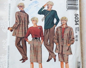 McCall's 5034, jacket top skirt and pants pattern, sizes 16 - 18, UNCUT pattern