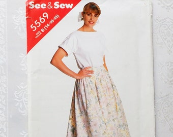 See and Sew 5569, top and skirt pattern, sizes 14 - 18, UNCUT pattern