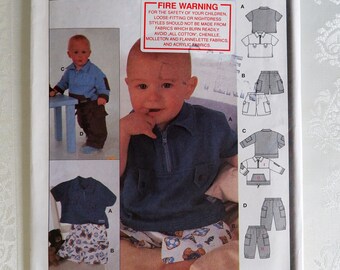 Burda 9940, Baby tops pants and shorts pattern, Size 3 Months 6 Months 9 Months 12 Months 18 Months, UNCUT