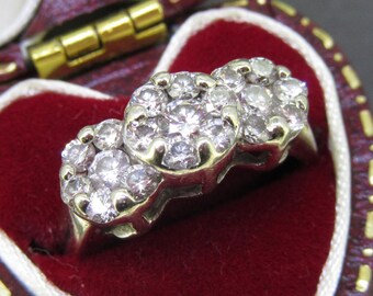 Vintage 14K White Gold Diamond Ring, 1 CTW Estimated, Size 5.75, Natural Diamond Cluster Ring, G/H Color, Estate Fine Jewelry