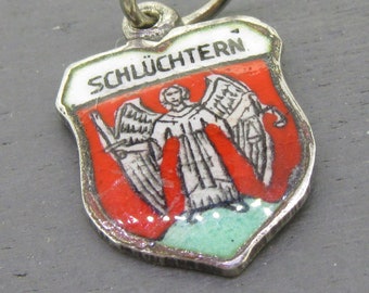 Deutschland Souvenir Ship Coat of Arms Enamel Shield Charm Sterling Silver 935 Silver Charm Bremerhaven Germany Charm