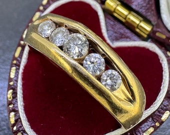 Vintage 14K Gold Diamond Band Ring, 1/2 CTW Natural Diamonds, Size 9, Diamond Stacking Ring, Estate Gold Ring, Wedding Band